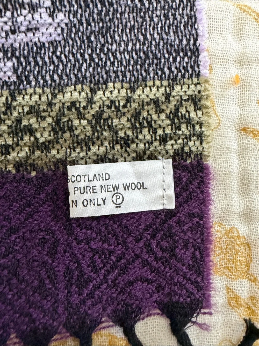 Calzeat Purple Multi-Texture Wool Scarf - Pure New Wool